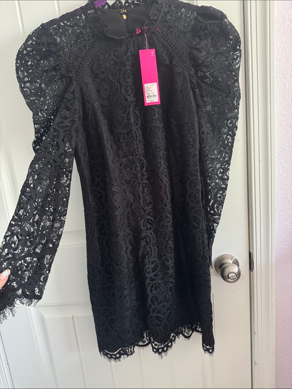 Lilly Pulitzer Black Lace Long-Sleeve Mini Dress